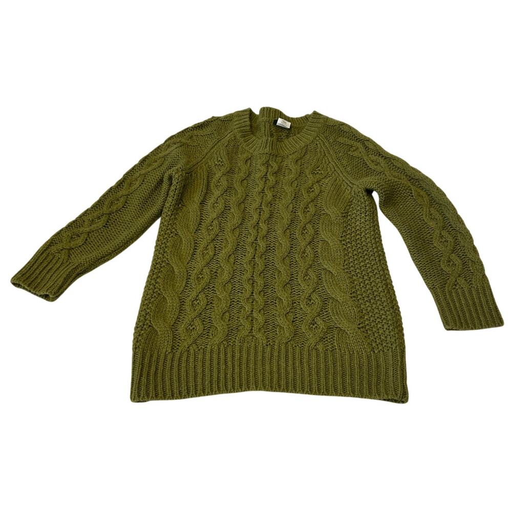 J. Crew Sweater Women's Cable Knit Alpaca Blend Green 3/4 Sleeve Size XS